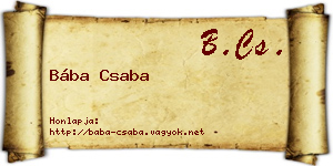 Bába Csaba névjegykártya